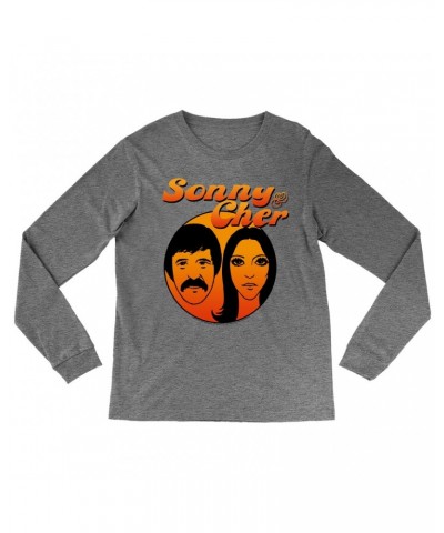 Sonny & Cher Heather Long Sleeve Shirt | Comedy Hour Illustration And Logo Ombre Shirt $8.95 Shirts