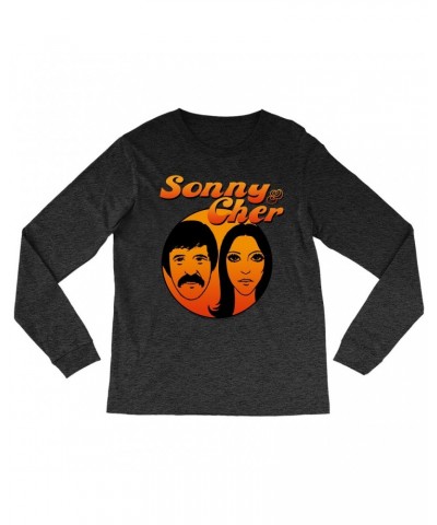 Sonny & Cher Heather Long Sleeve Shirt | Comedy Hour Illustration And Logo Ombre Shirt $8.95 Shirts