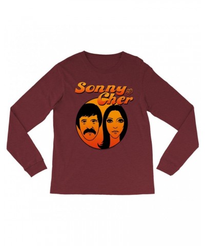 Sonny & Cher Heather Long Sleeve Shirt | Comedy Hour Illustration And Logo Ombre Shirt $8.95 Shirts