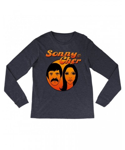 Sonny & Cher Heather Long Sleeve Shirt | Comedy Hour Illustration And Logo Ombre Shirt $8.95 Shirts