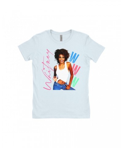 Whitney Houston Ladies' Boyfriend T-Shirt | Whitney Pastel W Design Shirt $16.75 Shirts