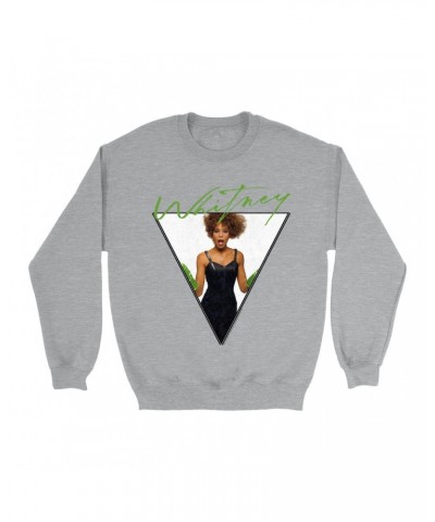 Whitney Houston Sweatshirt | 1987 Green Glove Photo Triangle Design Sweatshirt $11.17 Sweatshirts