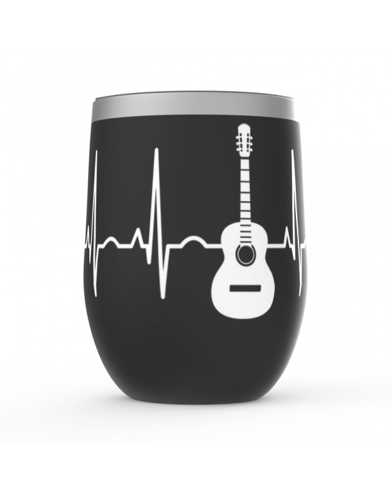 Music Life Wine Tumbler | Acoustic Guitar Heartbeat Stemless Wine Tumbler $5.80 Drinkware