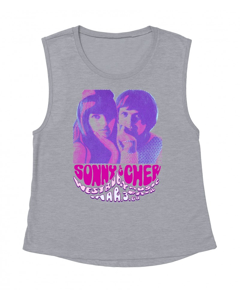 Sonny & Cher Ladies' Muscle Tank Top | Westbusry Music Fair Psychedelic Flyer Shirt $11.79 Shirts