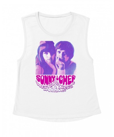 Sonny & Cher Ladies' Muscle Tank Top | Westbusry Music Fair Psychedelic Flyer Shirt $11.79 Shirts