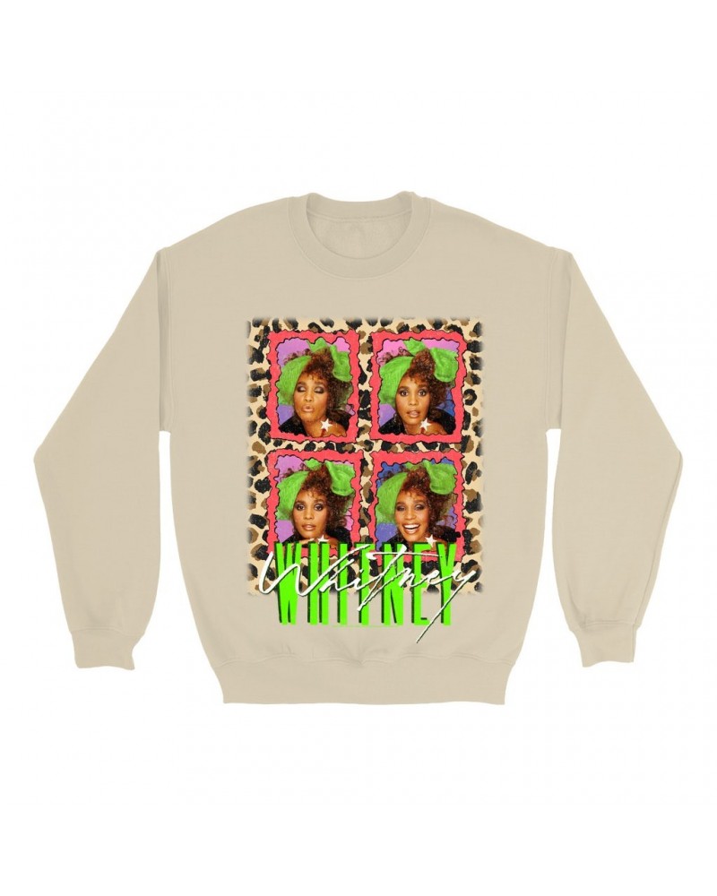 Whitney Houston Sweatshirt | Leopard Pop Art Sweatshirt $6.24 Sweatshirts