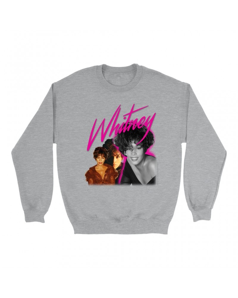 Whitney Houston Sweatshirt | Whitney Pink Pop Art Photo Collage Design Sweatshirt $4.84 Sweatshirts