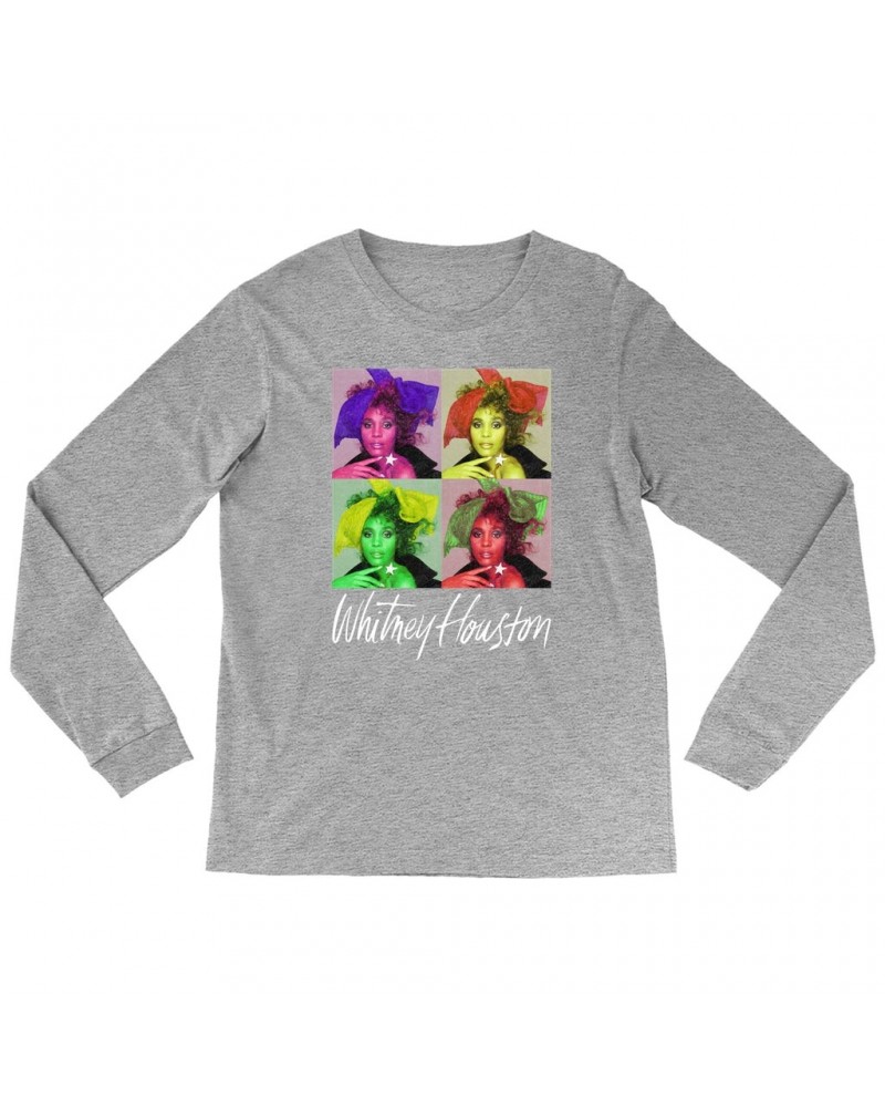 Whitney Houston Long Sleeve Shirt | Pop Art Album Design Distressed Shirt $6.47 Shirts