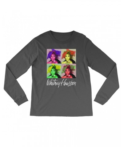 Whitney Houston Long Sleeve Shirt | Pop Art Album Design Distressed Shirt $6.47 Shirts