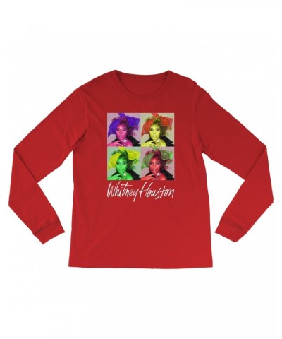 Whitney Houston Long Sleeve Shirt | Pop Art Album Design Distressed Shirt $6.47 Shirts