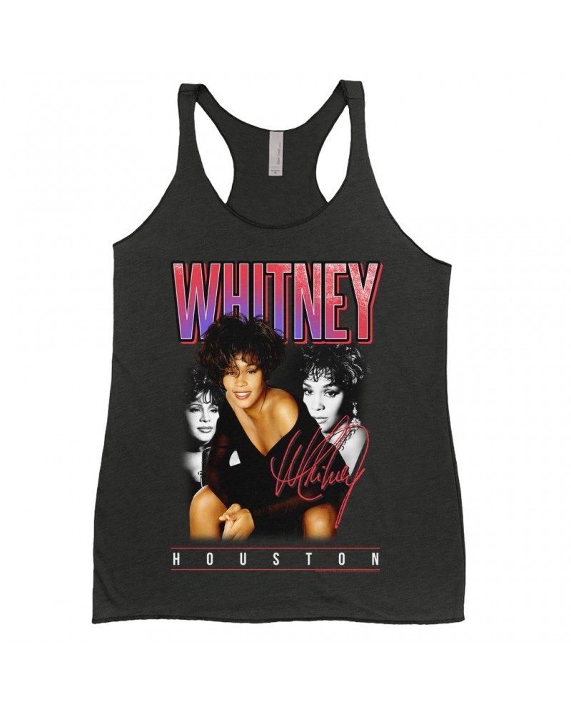 Whitney Houston Ladies' Tank Top | Triple Red Purple Collage Shirt $8.60 Shirts