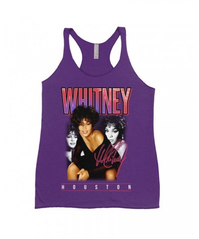 Whitney Houston Ladies' Tank Top | Triple Red Purple Collage Shirt $8.60 Shirts