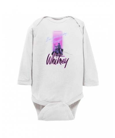 Whitney Houston Long Sleeve Bodysuit | Neon Light I'm Your Baby Tonight Image Bodysuit $6.96 Shirts