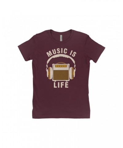 Music Life Ladies' Boyfriend T-Shirt | Music Amps Life Shirt $13.25 Shirts