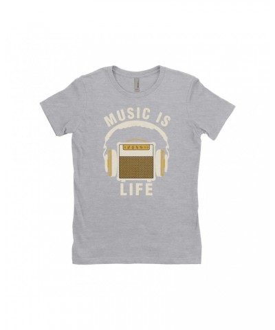 Music Life Ladies' Boyfriend T-Shirt | Music Amps Life Shirt $13.25 Shirts