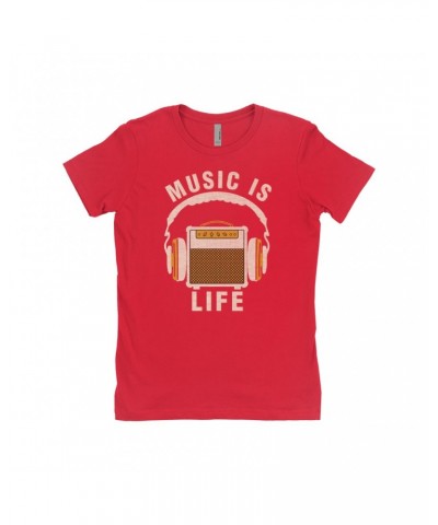 Music Life Ladies' Boyfriend T-Shirt | Music Amps Life Shirt $13.25 Shirts