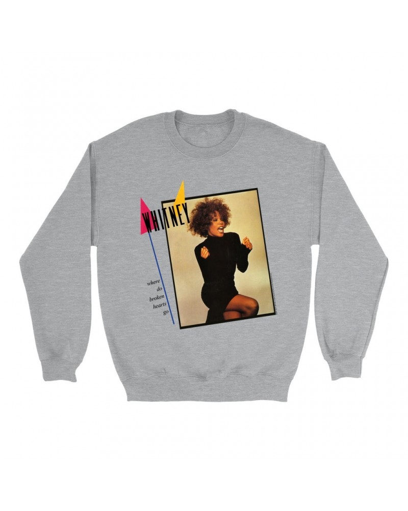 Whitney Houston Sweatshirt | Where Do Broken Hearts Go Album Cover Design Sweatshirt $4.86 Sweatshirts