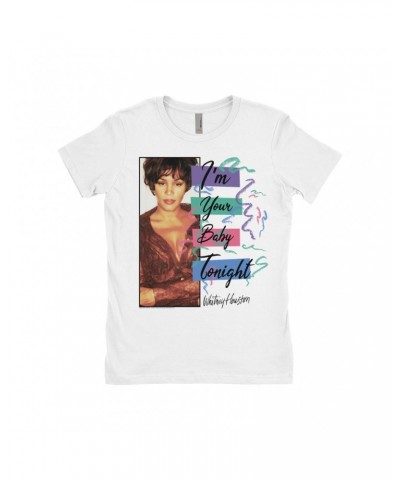 Whitney Houston Ladies' Boyfriend T-Shirt | I'm Your Baby Tonight Pastel Party Shirt $8.05 Shirts