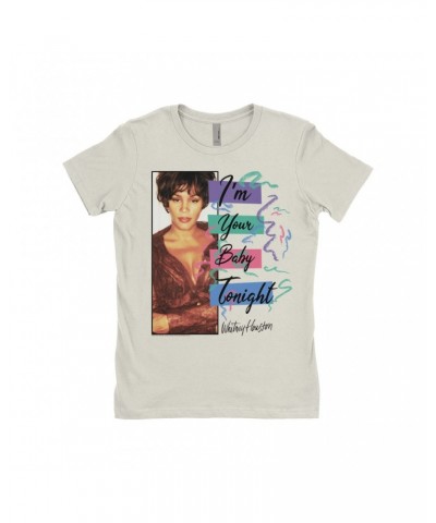 Whitney Houston Ladies' Boyfriend T-Shirt | I'm Your Baby Tonight Pastel Party Shirt $8.05 Shirts