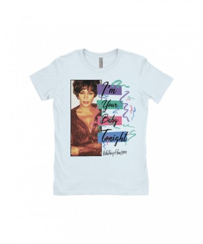 Whitney Houston Ladies' Boyfriend T-Shirt | I'm Your Baby Tonight Pastel Party Shirt $8.05 Shirts