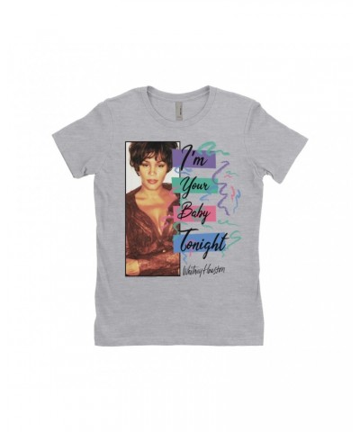 Whitney Houston Ladies' Boyfriend T-Shirt | I'm Your Baby Tonight Pastel Party Shirt $8.05 Shirts