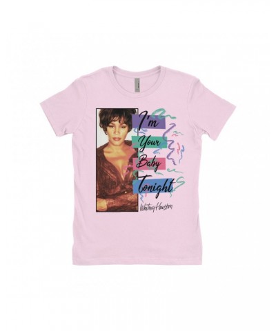 Whitney Houston Ladies' Boyfriend T-Shirt | I'm Your Baby Tonight Pastel Party Shirt $8.05 Shirts