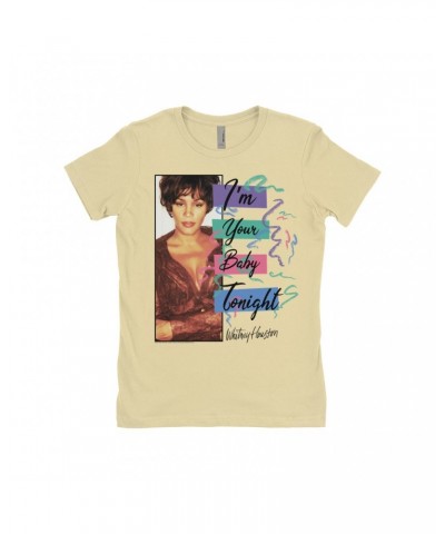 Whitney Houston Ladies' Boyfriend T-Shirt | I'm Your Baby Tonight Pastel Party Shirt $8.05 Shirts