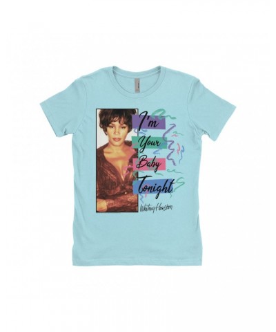 Whitney Houston Ladies' Boyfriend T-Shirt | I'm Your Baby Tonight Pastel Party Shirt $8.05 Shirts