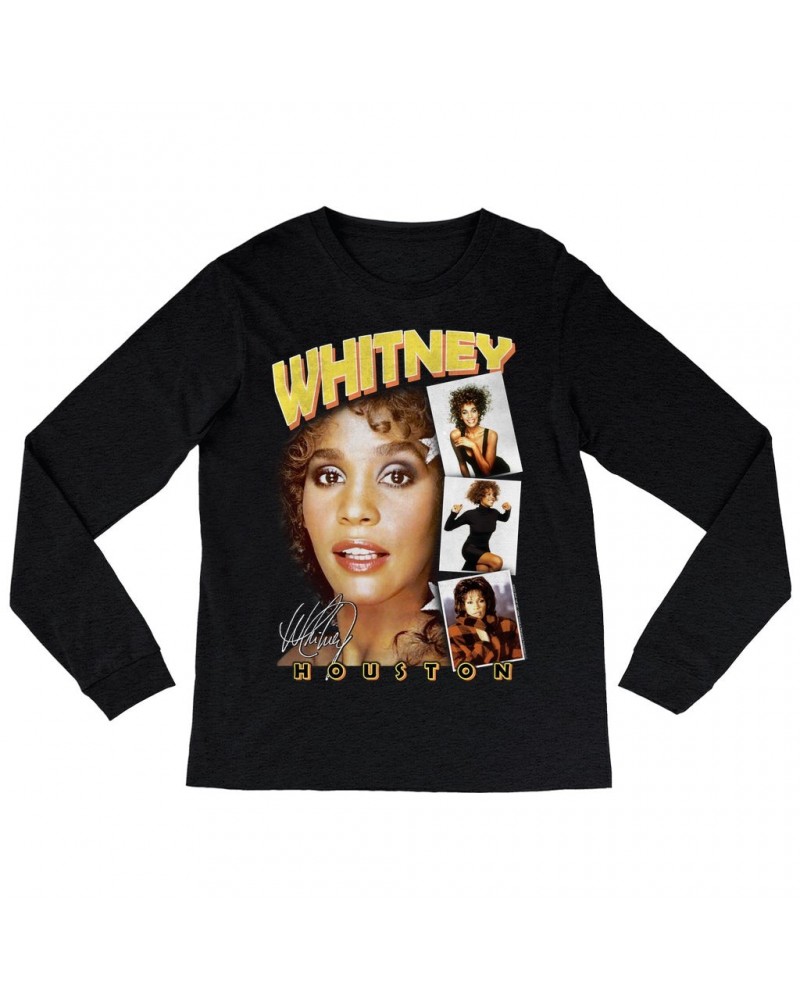 Whitney Houston Long Sleeve Shirt | Film Strip Collage Design Shirt $9.01 Shirts