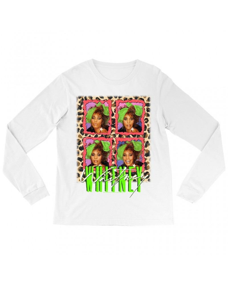 Whitney Houston Long Sleeve Shirt | Leopard Pop Art Shirt $7.21 Shirts