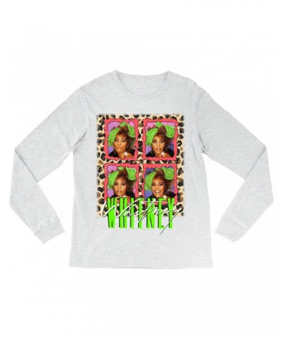 Whitney Houston Long Sleeve Shirt | Leopard Pop Art Shirt $7.21 Shirts