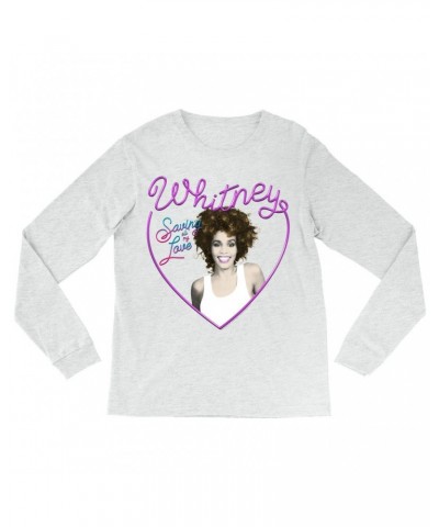 Whitney Houston Long Sleeve Shirt | Saving All My Love Heart Shirt $9.35 Shirts