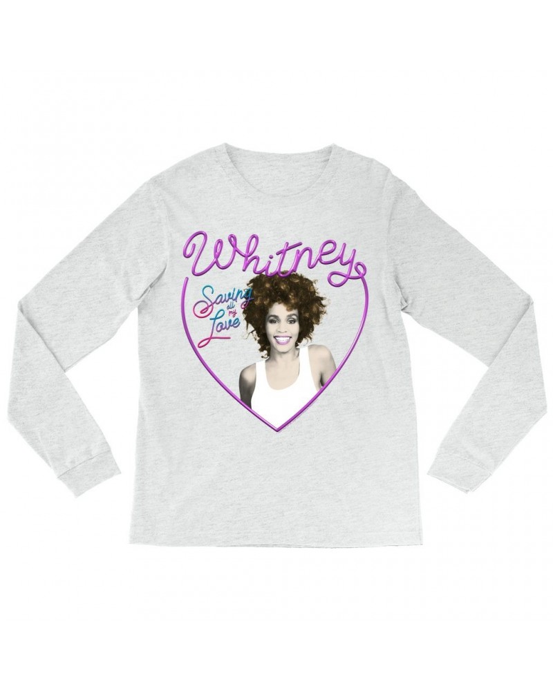 Whitney Houston Long Sleeve Shirt | Saving All My Love Heart Shirt $9.35 Shirts