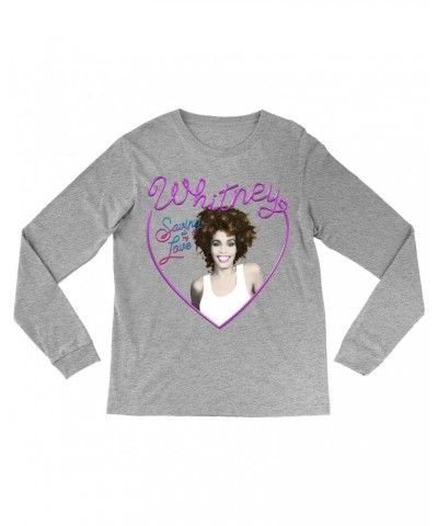 Whitney Houston Long Sleeve Shirt | Saving All My Love Heart Shirt $9.35 Shirts