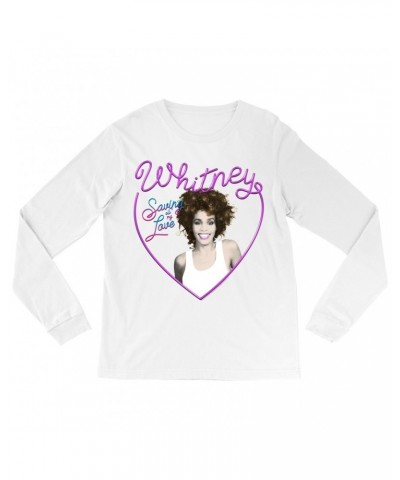 Whitney Houston Long Sleeve Shirt | Saving All My Love Heart Shirt $9.35 Shirts