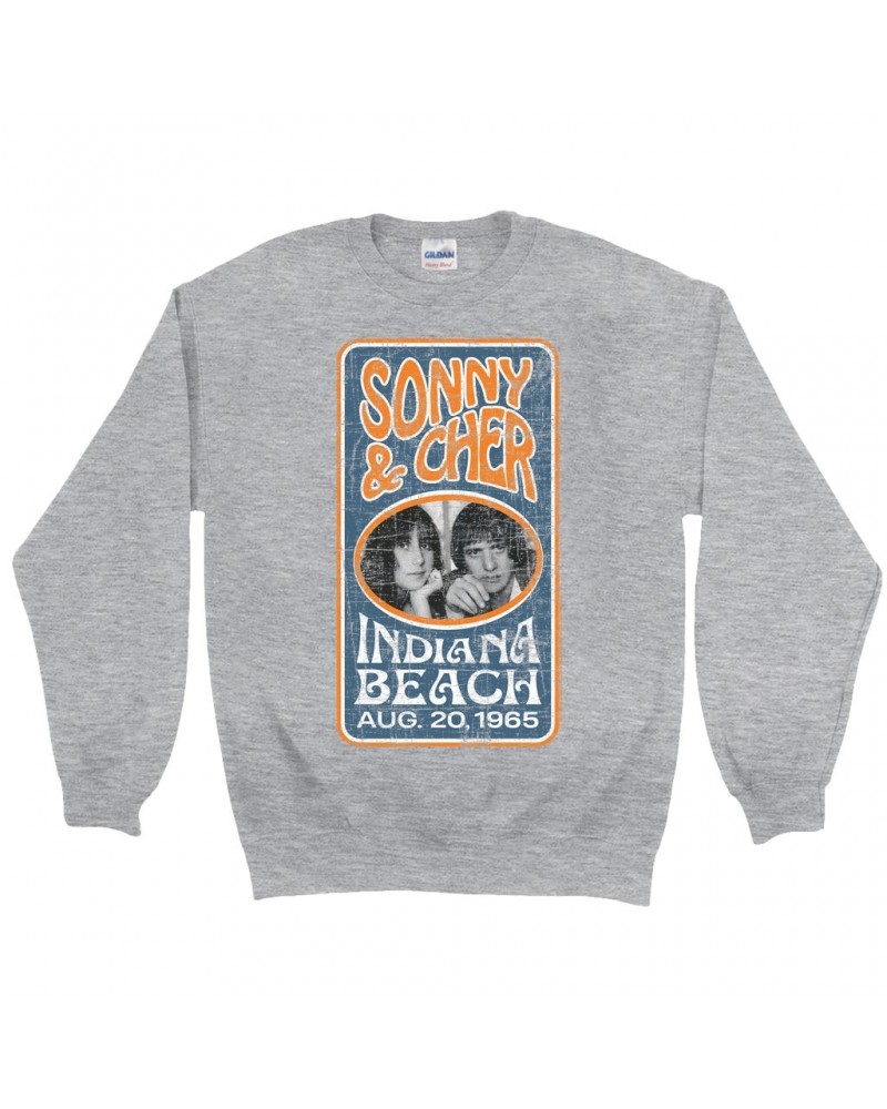 Sonny & Cher Sweatshirt | Indiana Beach Vertical Concert Banner Distressed Sweatshirt $3.70 Sweatshirts