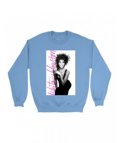 Whitney Houston Bright Colored Sweatshirt | Album Photo With Hot Pink Signature Image Sweatshirt $5.60 Sweatshirts