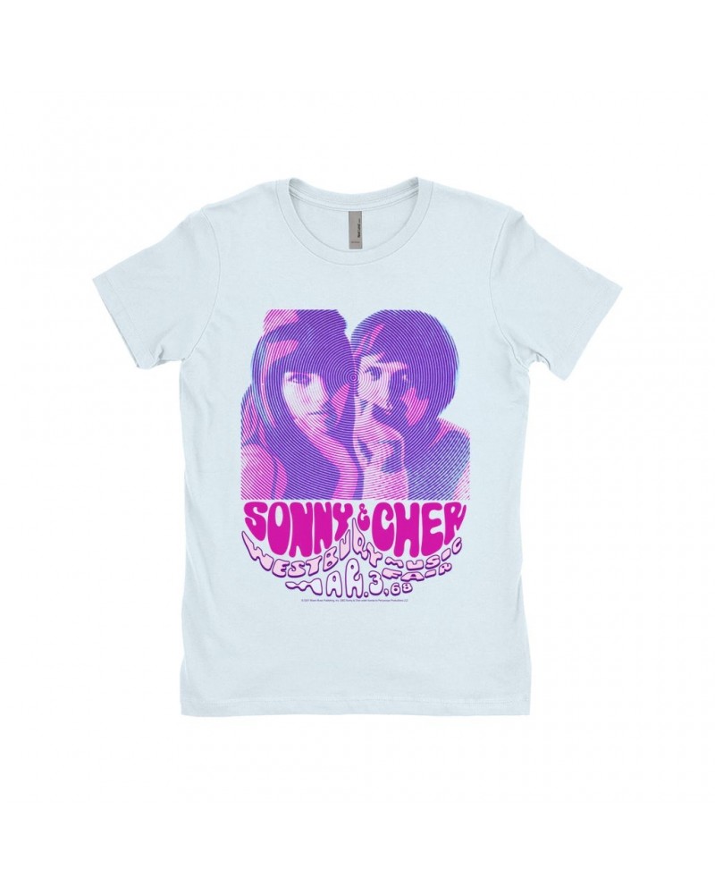 Sonny & Cher Ladies' Boyfriend T-Shirt | Westbury Music Fair Psychedelic Flyer Shirt $7.13 Shirts