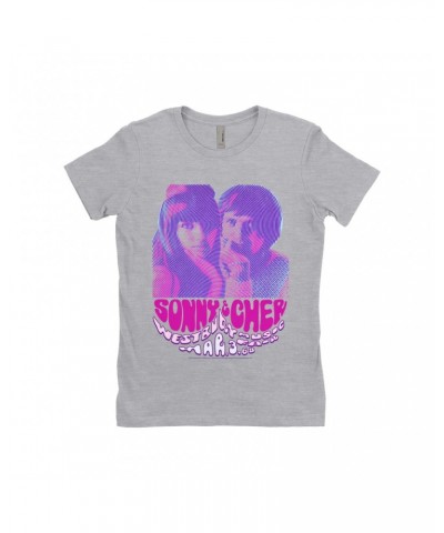 Sonny & Cher Ladies' Boyfriend T-Shirt | Westbury Music Fair Psychedelic Flyer Shirt $7.13 Shirts