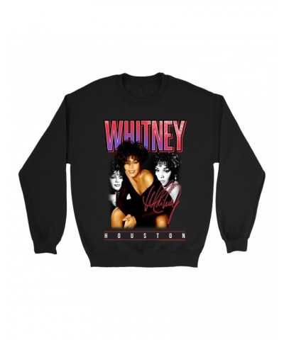 Whitney Houston Sweatshirt | Triple Red Purple Collage Sweatshirt $21.37 Sweatshirts